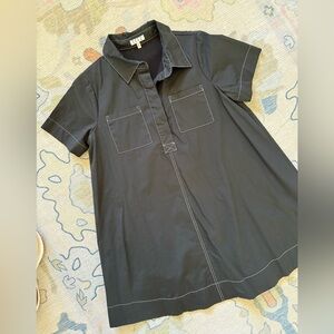 TCEC Black Shirt mini dress with White Stitching